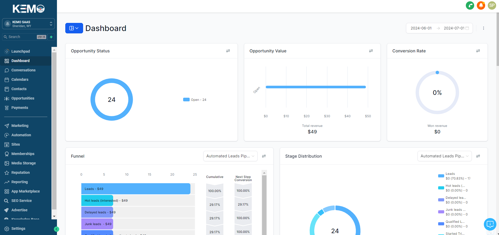 screenshot of Kemo SaaS